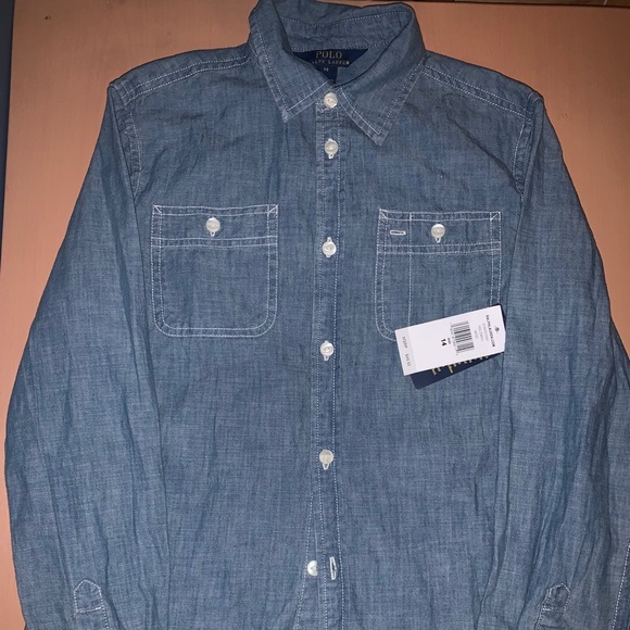 Ralph Lauren Girls Chambray Long Sleeve Shirt - Picture 1 of 4
